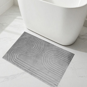 Enric <b>Light</b> Grey 70x120cm Beige Woven Yarn Dyed Jacquard Abstract <b>Bath</b> Rug-Shower Rug Mats Custom Production - Made In Turkey - Product Image 1