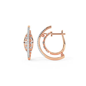 Boucles d'oreilles créoles contemporaines et élégantes en or rose 14 carats avec diamants de laboratoire Style mignon pour un usage quotidien Mariages Fêtes Fiançailles - Product Image 4