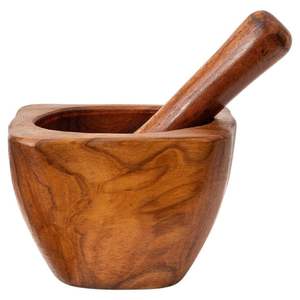 Mortero y Maja de Madera de Aspecto Rústico, Perfectos para el Estilo de Cocina Campestre y la Elaboración Auténtica de Masala India - Product Image 5