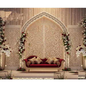 Panneaux métalliques professionnels de style arabe moderne découpés au laser pour la scène de Walima et de Nikkah avec taille personnalisée, design léger - Product Image 1