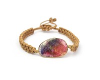 Bracelet ajustable fait main en laiton plaqué or 18 carats avec pierre précieuse naturelle Agate Solaire taillée en facettes, style bohème, cadeau de mariage pour femme