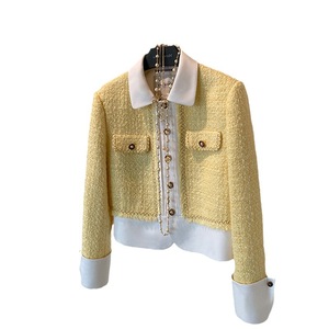 2025 Mùa Thu Của Phụ Nữ Áo Khoác Thanh Lịch Tweed Vải Áo Ngắn Với Thiết Kế Túi Thời Trang Len Pha Trộn Phụ Nữ Áo - Product Image 1