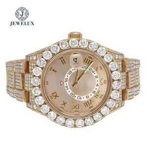 Golden Gleam de lujo hecho a mano Iced Watch Moissanite Diamond Band Diver Style Glass Dial Moda Mecánico Día de San Valentín - Product Image 3