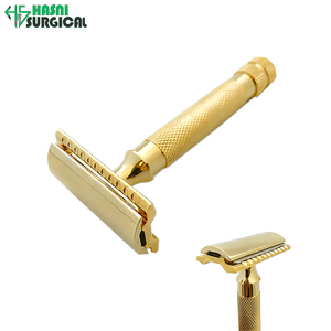 Fournisseur d'instruments de beauté directement de l'usine, rasoir de sécurité à double tranchant classique traditionnel pour hommes, couleur or - Product Image 1