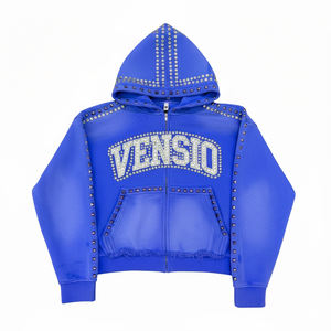 Alta calidad 100% algodón Sun Faded Hoodie Unisex Streetwear otoño personalizado equipo gráfico Logo Rhinestone a prueba de viento transpirable - Product Image 1