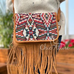 Nouveau fait à la main Offre Spéciale Jacquard daim cuir frange sac à bandoulière multi-usage nouveau Design Vintage sac à bandoulière pas cher taux produit en vrac - Product Image 1