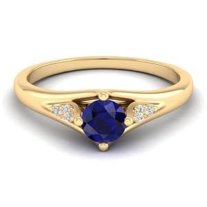 Anneaux en saphir bleu de 0,5 carat de coupe ronde brillante, fabriqués par REYES, pour femmes, en argent sterling 925, anneau en moissanite - Product Image 6