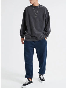 Custom High Quality Customized Sun Fade Acid Wash Sweatshirt Oversized Streetwear Drop Shoulder Men's French Terry Sweatshirts - Product Image 2