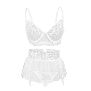 Set di giarrettiera da donna Lingerie Sexy trasparente Sexy ricamato in maglia di pizzo Sexy Lingerie Sexy - Product Image 5