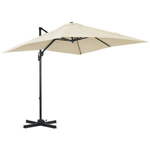 Outsunny 2.5x2.5m Parapluie de jardin crème avec angle réglable à 5 niveaux et 360 ° - Product Image 1