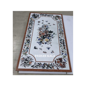 El mármol blanco más hermoso con acabado fino y superacabado, mesa con incrustaciones de forma Rectangular para decoración del hogar - Product Image 1