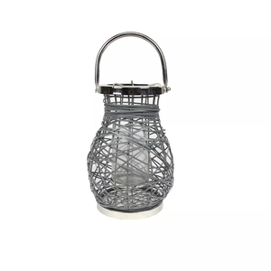 Portavelas de Pilar Tejido a Mano, Linterna Decorativa de Mesa, Portavelas de Metal para Decoración del Hogar y Jardín - Product Image 2