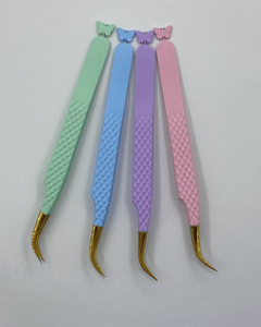 Pinzas para pestañas postizas Acero inoxidable Calidad fina Recto y curvado Top Lash Tweezes Suministros de extensión de pestañas - Product Image 2