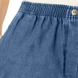 กางเกงขาสั้นผ้าฝ้าย100% สีกรมท่าสำหรับผู้หญิงกางเกงขาสั้นของ2025ผ้ายีนส์ขาสั้นสไตล์ตรงตามสั่ง - Product Image 3