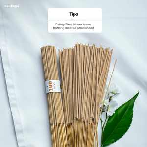 Bâtons d'encens en bambou faits à la main, écologiques et à combustion longue durée - Parfums pour lampe à encens : Ambre Rose (Gulab), Jasmin (Mogra/Chameli), Nag - Product Image 3