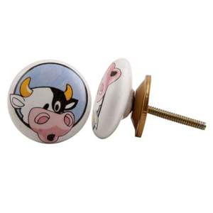 Vente en gros de boutons vintage en céramique poignées de placard en argent poignée de meuble de commode de ferme taureau 3.81 cm KID-14 - Product Image 3