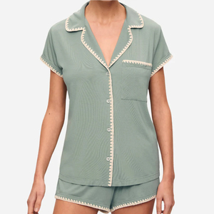 Set <span class=keywords><strong>Pigiama</strong></span> Corto in Modal, Completo Due Pezzi con Maniche Corte per <span class=keywords><strong>Donna</strong></span>, Set Lounge Organico, Pigiami Personalizzati in <span class=keywords><strong>Jersey</strong></span> - Product Image 3