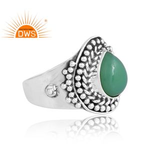 Nouvelle tendance en argent Sterling naturel vert calcédoine pierre précieuse bague bijoux personnalisés pour les femmes cadeau pour elle - Product Image 4