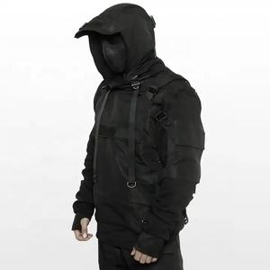 Techwear veste à capuche porter printemps et automne tendance marque noir Couple hauts hommes en cuir imperméable extérieur Cyber Ninja vestes - Product Image 2