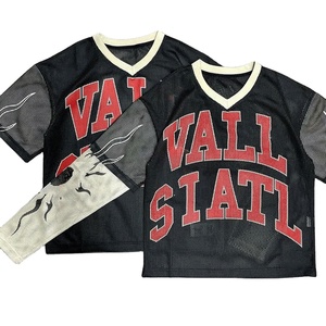 Streetwear personnalisé surdimensionné impression numérique Double couche gaufré thermique manches longues T-Shirt hommes de culture débardeur en maille - Product Image 1