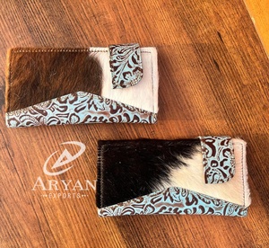 Gran oferta, Cartera de cuero de piel de vaca para mujer, monedero de cuero tallado con herramientas, estuche para tarjetas, embrague elegante con patrón occidental - Product Image 1