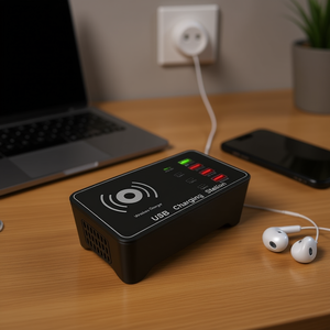 ที่ชาร์จแบตเตอรี่ในรถยนต์ A7 กำลังสูง 100W พร้อมพอร์ต USB 4 ช่อง รองรับ PD 20W และ QC3.0 พร้อมระบบชาร์จไร้สาย 15W สำหรับ QI ที่ชาร์จอเนกประสงค์สำหรับรถยนต์ในสหราชอาณาจักร - Product Image 3