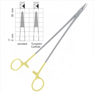 Pince chirurgicale dentaire Olsen Hegar de qualité supérieure porte-aiguille en carbure de tungstène (TC) avec outil durable en acier inoxydable à poignée dorée - Product Image 1