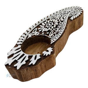 Smart Fashion Deal Handmade Eco-Friendly Wooden Pineapple-<b>Shaped</b> 2-Color Printed <b>Block</b> Tealight Holder (Without Tealight Candle) - Product Image 5