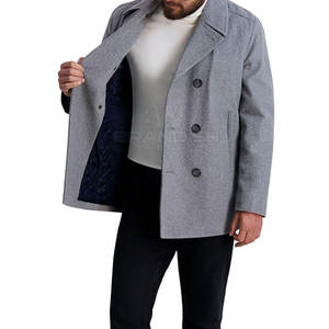 Dernier style de coton et de laine en gros à bas prix pour hommes, caban de couleur unie, caban de service OEM pour hommes - Product Image 2