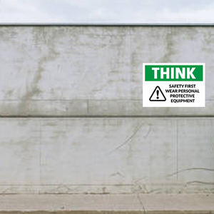 Venta caliente Think Safety Modern PVC Safety Sign Sticker Rectángulo Resistente a la decoloración 10x7 Señal de advertencia de seguridad - Product Image 4