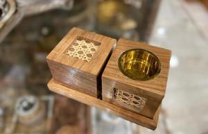 Popular caja de quemador Bakhoor de madera y resina con bandeja soporte de incienso Medkhan regalo de Ramadán - Product Image 5