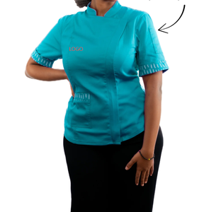 Giacca da Chef Personalizzata OEM per <span class=keywords><strong>Cucina</strong></span>, Uniforme da Cuoco Aderente per Donne nel Settore Alimentare - Product Image 1