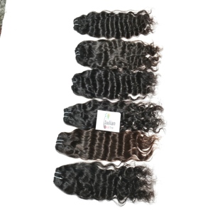 Extensiones de Cabello Humano Indio 100% Natural Virgen, Color Negro, Ondulado Profundo, Cutícula Alineada, al por Mayor - Product Image 2