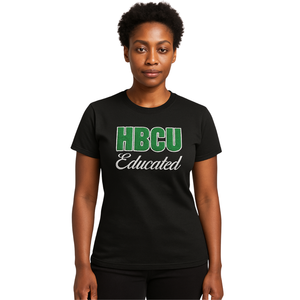 T-Shirt Nera per Studenti HBCU, 100% Cotone, Ricamo in Ciniglia, Abbigliamento Personalizzato per Confraternite Greche Divine Nine - Product Image 1