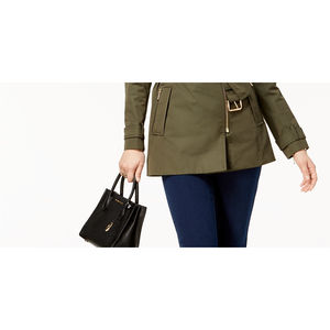 Giacca Trench Casual Vintage da Donna Michael Kors, con Zip Frontale, in Ecopelle, Doppiopetto, Stampa Lavorata a Maglia, Taglia S, per l'Autunno - Product Image 3