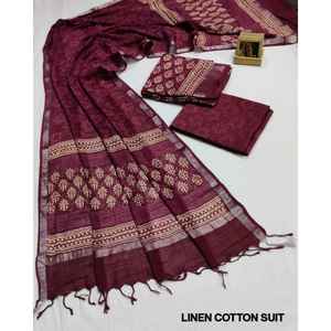 Conjunto de Traje de Lino y Algodón con Estampado a Mano para Mujer - Product Image 1