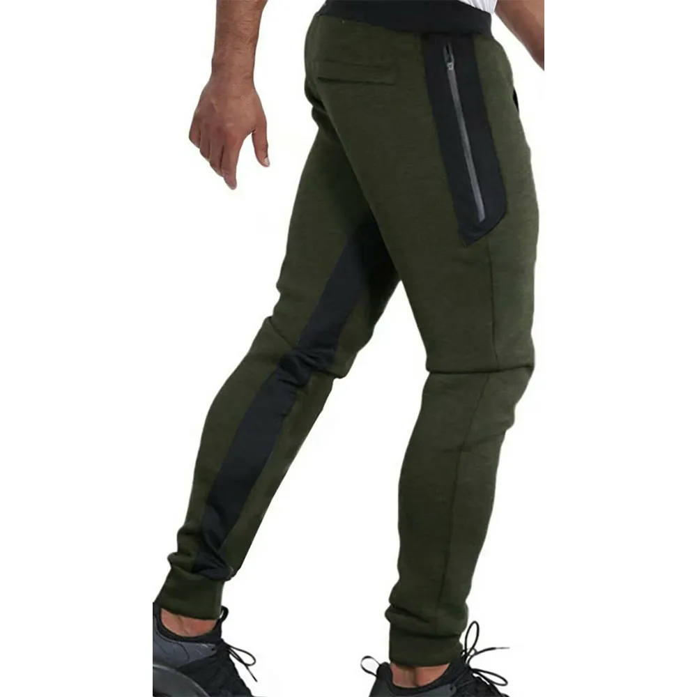 Erkek Joggers pantolon fermuar cepler Casual Streetwear erkekler pantolon yumuşak pamuk koşu polar joggers