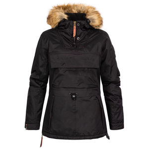 Manteau parka long pour femme à capuche avec doublure en polaire, veste d'hiver imperméable en tricot pour l'extérieur, fermeture éclair, impression de logo personnalisée - Product Image 3
