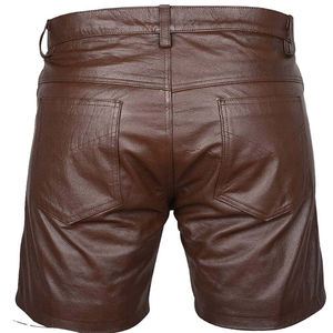 Short en cuir véritable pour hommes, longueur genou, multicolore, vente en gros de vêtements d'été taille haute, cordon de serrage, décoration à glissière - Product Image 5