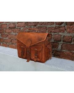 Bolso bandolera de cuero genuino para hombre, estilo de moda, bandolera, maletín para ordenador portátil - Product Image 1