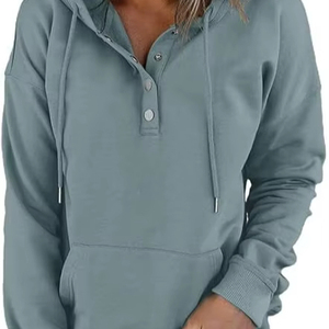 เสื้อสเวตเชิ้ตแขนยาวลำลองสำหรับผู้หญิง ปี 2025 ผ้าฝ้าย 100% ระบายอากาศได้ดี มีซับใน คอปกติดกระดุม มีฮู้ด เหมาะสำหรับฤดูใบไม้ร่วงและฤดูหนาว - Product Image 6