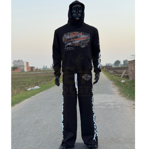 ชุดวอร์มผ้าพิมพ์ลายพลอยเทียมสำหรับผู้ชายชุดวอร์มผ้าฮิปฮอปสไตล์ฮิปฮอปตามสั่ง - Product Image 4