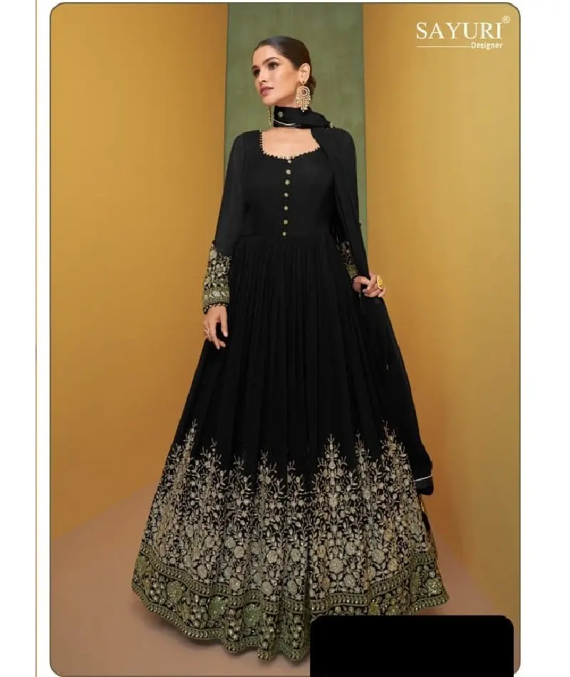 Festa estilo indiano desgaste vestido extravagante bordado trabalhado com preço baixo desgaste étnico indiano Georgette trabalho sequência pesada Anarkali G