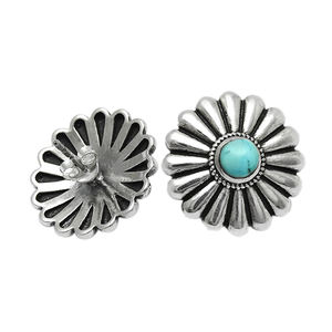 Best Selling New Design 925 Sterling Silver Natural Blue <b>Turquoise</b> Gemstone Flower Shape <b>Stud</b> <b>Earrings</b> for Woman Girls Jewelry - Product Image 1