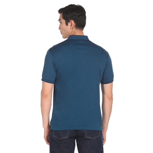 WAGSAM SPORTS Chemise décontractée à manches courtes pour homme en piqué respirant de couleur unie, tricotée en polyester/coton, bleue - Product Image 5