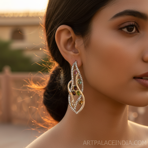 Women's Vintage 925 Silver Drop <b>Earrings</b> with Freshwater Pearl <b>Gold</b> Plated Gemstone Dangle Water Drop Shape-Jewelry Gift - Product Image 3