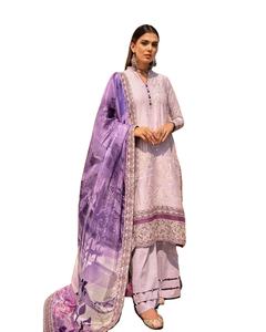 India Pakistan 2022 Model <b>Hot</b> Selling Bright Ethnic <b>Saree</b> Panjabi Beautiful Lawn Suit with Salwar Kameez Length 150cm - Product Image 1