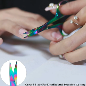 Customizable <b>Beauty</b> <b>Tool</b> Nail Cutting Fancy Cuticle Scissors Fine Curved Stainless Steel Sharp Multi-Color Coated Ceramic Mirror - Product Image 6