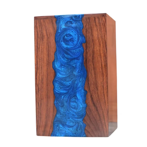 Caja de urna de madera y resina, caja de recuerdo conmemorativa con incrustaciones de resina azul única, urnas de cremación para cenizas de adultos - Product Image 1