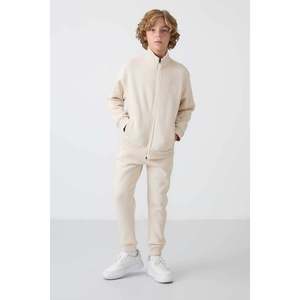 Ensemble de survêtement TommyLife pour garçons de 7 à 15 ans, col montant, taille élastique, coupe ample, confortable, en polyester, tenue de jogging - Product Image 1